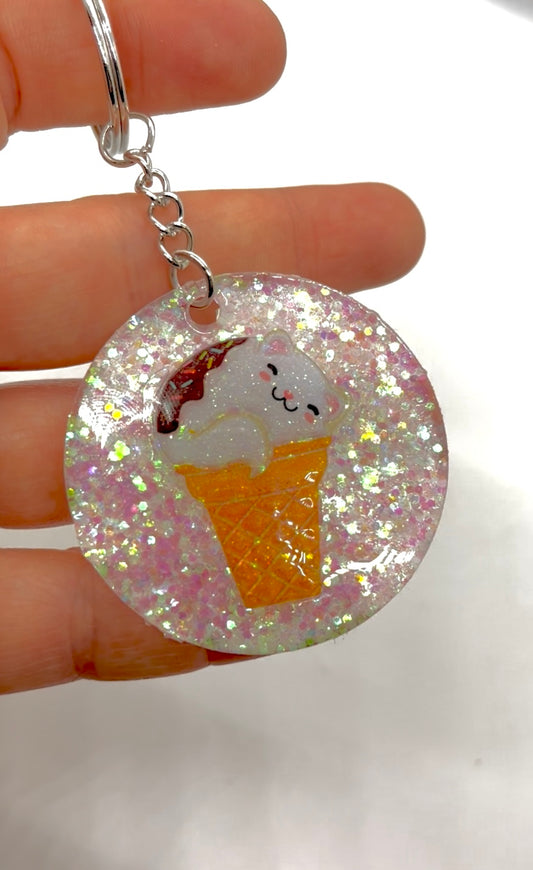 Kitty Cat Ice Cream Keychain