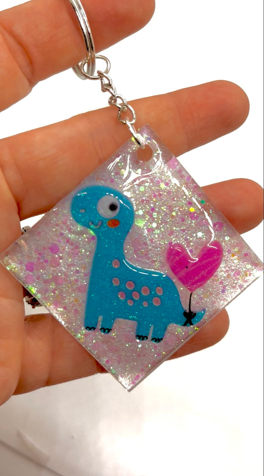 Blue Dinosaur Keychain