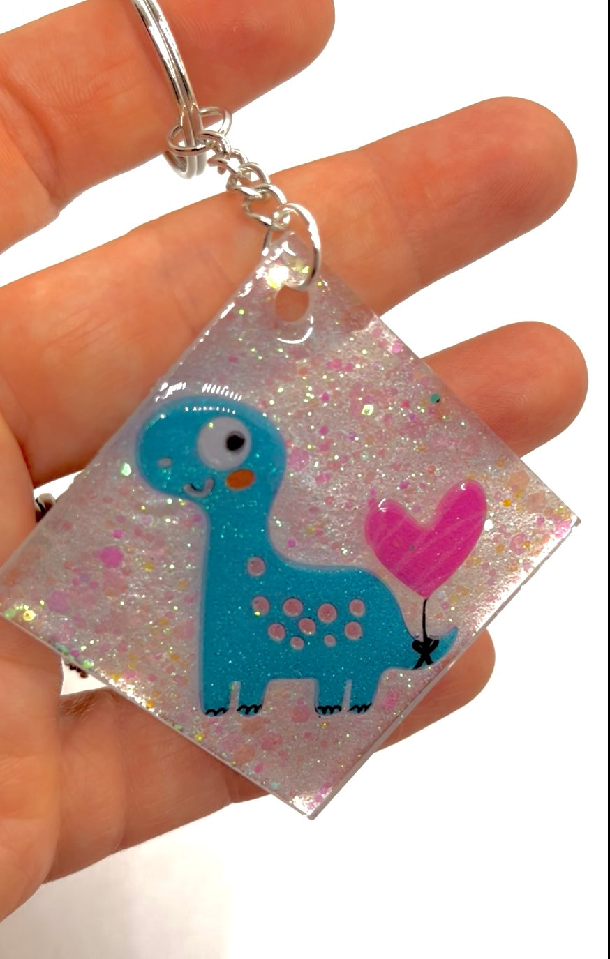 Blue Dinosaur Keychain